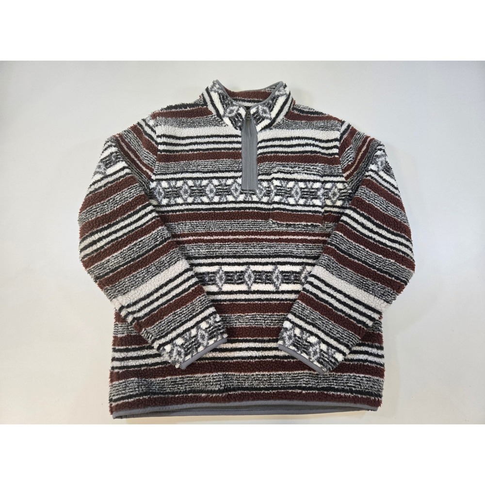 Lucky Brand Mens Southwestern Sherpa Utility 1/2 Zip Pullover BRN/Grey